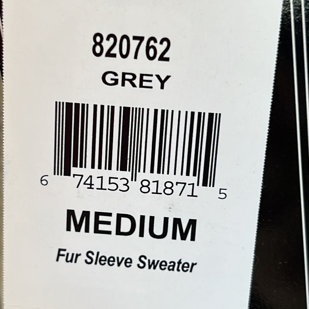 Grey Fur Sleeve Sweater. Size Medium - Picture 9 of 13